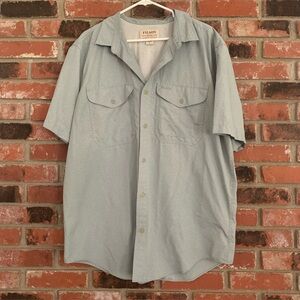 Filson Vented Fishing Shirt Short Sleeve Mint Gray Sz XL